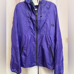 Helly Hansen Vintage Windbreaker Rain Jacket Purple Hood Zip 90s XLarge